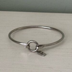 Coach Silver Hoop Hinge Add A Charm Bangle Bracelet